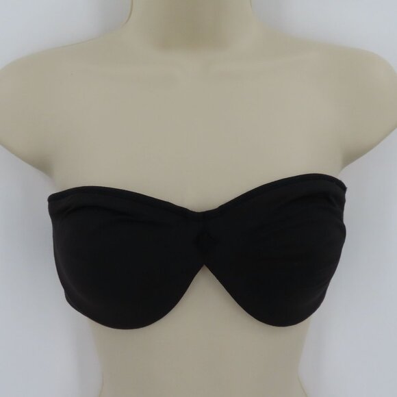 VTG Ralph Lauren 36C Bra Strapless Underwire Black Embroidered Slinky Smooth Y2K - Picture 11 of 11